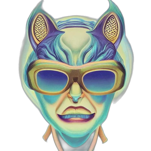 mask, face, vaporwave, fantasy art transparent PNG cut-out
