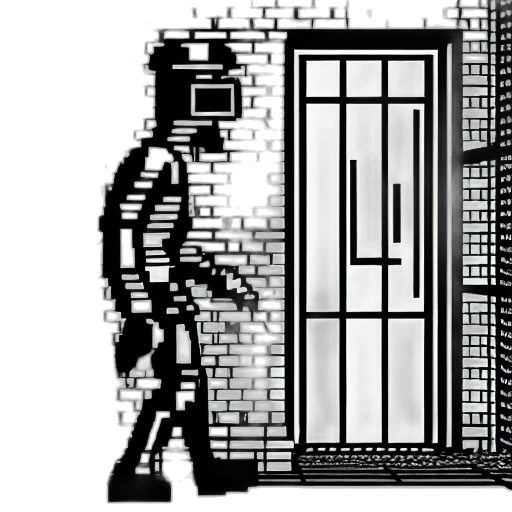 robot, pixel art, cyberpunk, concept art, comic book art, city street, outer space, monochrome transparent PNG cut-out