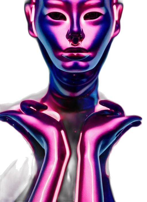 mask, face, robot, jewelry, vaporwave, cyberpunk, 3d render, concept art transparent PNG cut-out