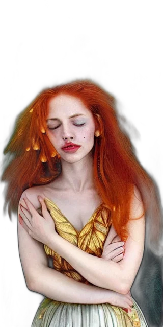jewelry, dress, dragon, hair, fantasy art, photorealistic, oil painting, concept art transparent PNG cut-out