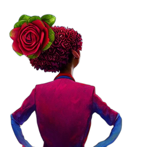 dress, flower, crown, jacket, concept art, 3d render, photorealistic, watercolor transparent PNG cut-out