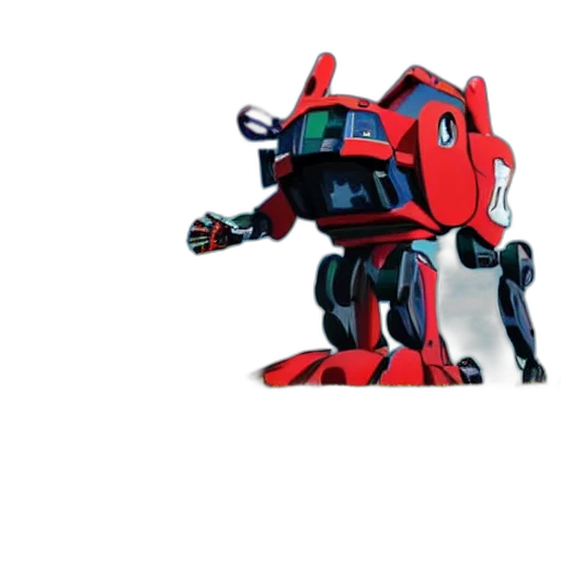 robot, animal, weapon, creature, concept art, 3d render, pixel art, red transparent PNG cut-out