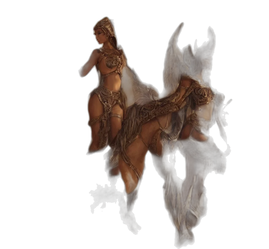 hair, dragon, creature, staff transparent PNG cut-out