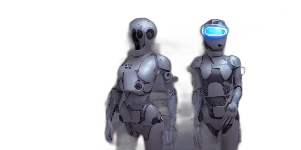 robot, concept art, 3d render, cyberpunk transparent PNG cut-out