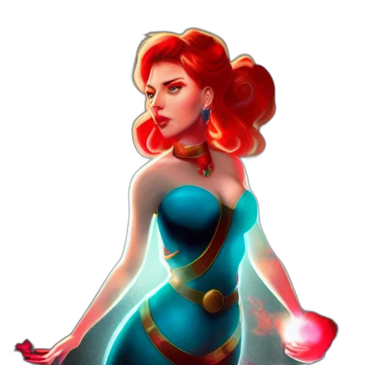 dress, fantasy art, concept art, comic book art, pixel art, neon lights, fire, red transparent PNG cut-out