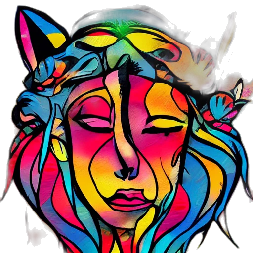 mask, face, crown, fantasy art, watercolor, concept art, vaporwave, fire transparent PNG cut-out