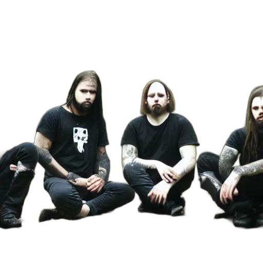 hair, members, black, metal, band, sitting, ground, forest transparent PNG cut-out