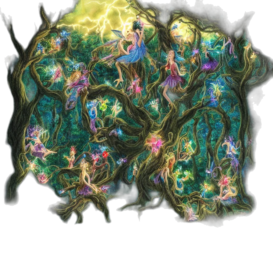 tree, dragon, crown, creature, concept art, fantasy art, watercolor, 3d render transparent PNG cut-out