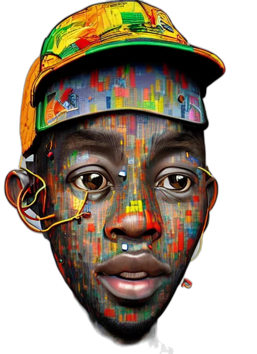 face, robot, mask, hat, photorealistic, cartoon, pixel art, concept art transparent PNG cut-out