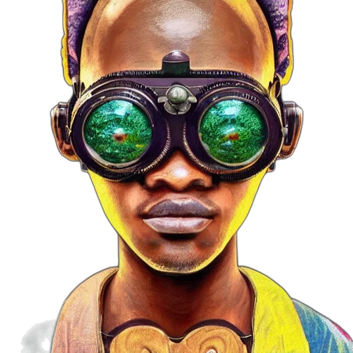 face, mask, staff, robot, concept art, photorealistic, comic book art, cyberpunk transparent PNG cut-out