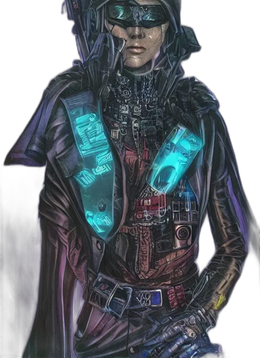 jacket, robot, cyberpunk, comic book art transparent PNG cut-out