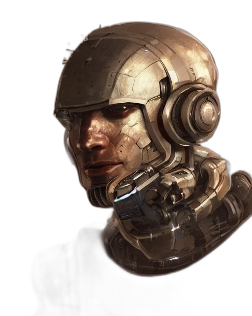 robot, face, mask, concept art, cyberpunk, photorealistic, fantasy art, outer space transparent PNG cut-out