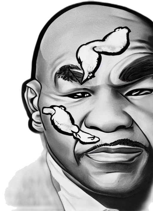 cartoon, photorealistic, comic book art, concept art, portrait, mike, tyson, face transparent PNG cut-out