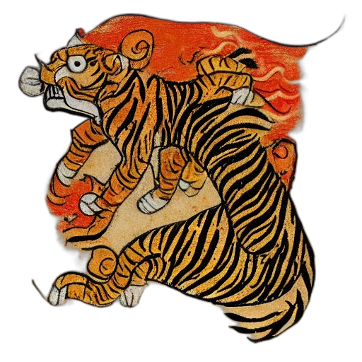 animal, concept art, fantasy art, watercolor, cartoon, bad, drawn, tiger transparent PNG cut-out