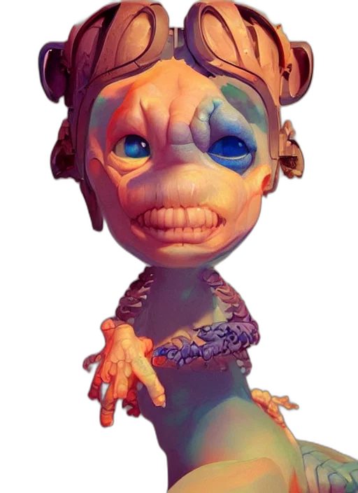 creature, face, mask, robot, concept art, 3d render, fantasy art, cartoon transparent PNG cut-out