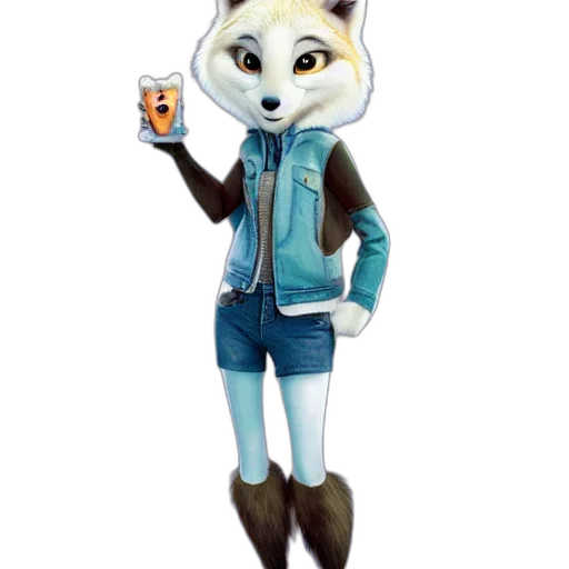 jacket, animal, staff, concept art, 3d render, cartoon, fantasy art, blue transparent PNG cut-out