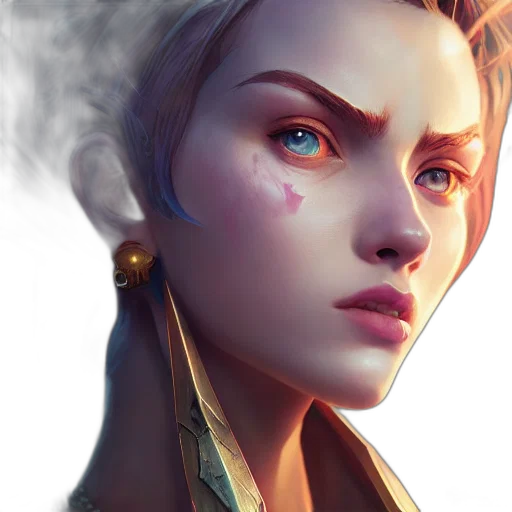 face, staff, fantasy art, concept art, photorealistic, cyberpunk, fire, golden transparent PNG cut-out