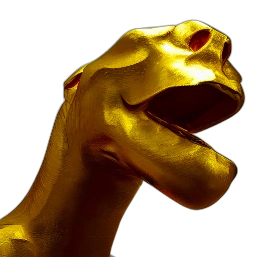 animal, mask, staff, jewelry, 3d render, photorealistic, concept art, golden transparent PNG cut-out