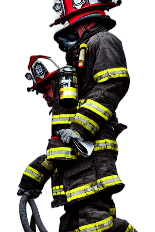 staff, jacket, mask, weapon, concept art, fire, firefighter, man transparent PNG cut-out