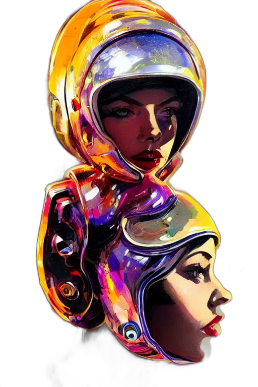 robot, mask, face, jewelry, comic book art, concept art, cyberpunk, fantasy art transparent PNG cut-out