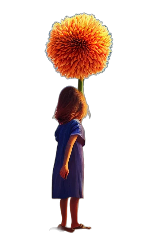 flower, umbrella, staff, dress, concept art, 3d render, photorealistic, fantasy art transparent PNG cut-out