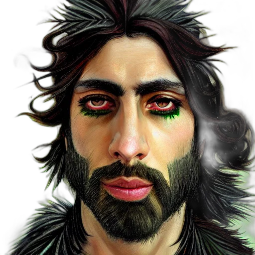 face, hair, mask, creature, fantasy art, photorealistic, watercolor, concept art transparent PNG cut-out