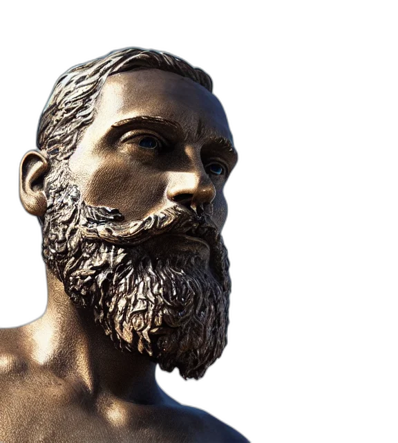face, 3d render, photorealistic, photo, medium, shot, bronze, statue transparent PNG cut-out