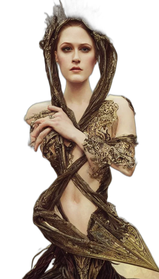 dress, jewelry, hair, dragon, photorealistic, fantasy art, concept art, cyberpunk transparent PNG cut-out