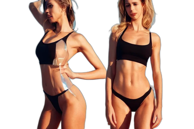 concept art, photorealistic, 3d render, neon, girl, bikiny, fit, body transparent PNG cut-out
