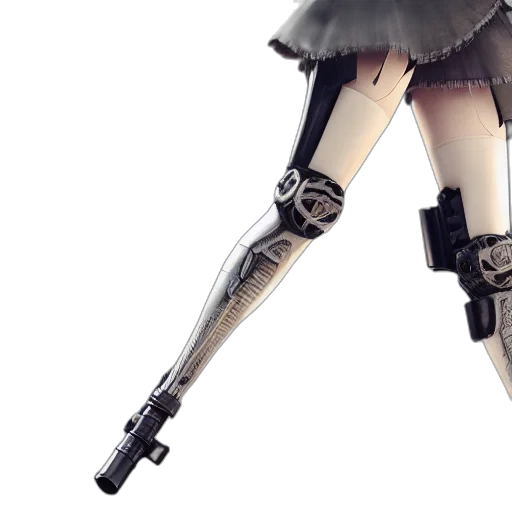 weapon, robot, sword, dress, concept art, 3d render, cyberpunk, photorealistic transparent PNG cut-out