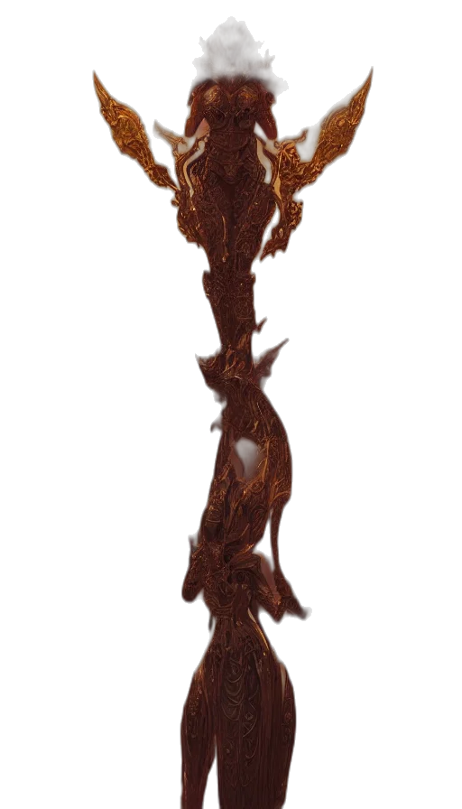 staff, hair, crown, jewelry, 3d render, photorealistic, concept art, fantasy art transparent PNG cut-out