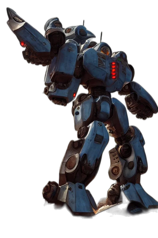 robot, weapon, concept art, 3d render transparent PNG cut-out