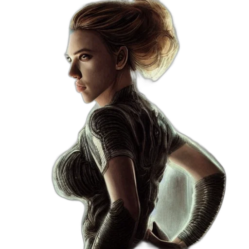 dress, hair, robot, concept art, comic book art, fantasy art, photorealistic, outer space transparent PNG cut-out