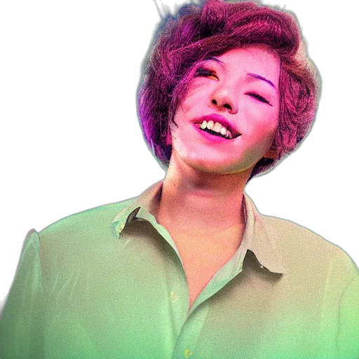 face, jacket, hair, staff transparent PNG cut-out