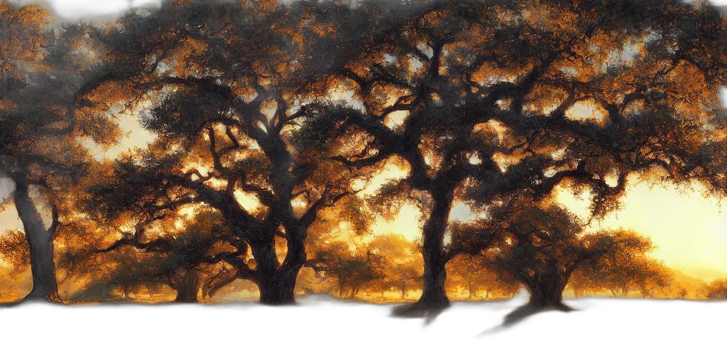 tree, crown, photorealistic, oil painting, watercolor, concept art, sunset, forest transparent PNG cut-out