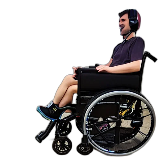 robot, furniture, concept art, 3d render, cyberpunk, photorealistic, gaming, wheelchair transparent PNG cut-out