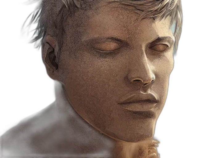 face, mask, photorealistic, 3d render, concept art, fantasy art, earth tones, man transparent PNG cut-out