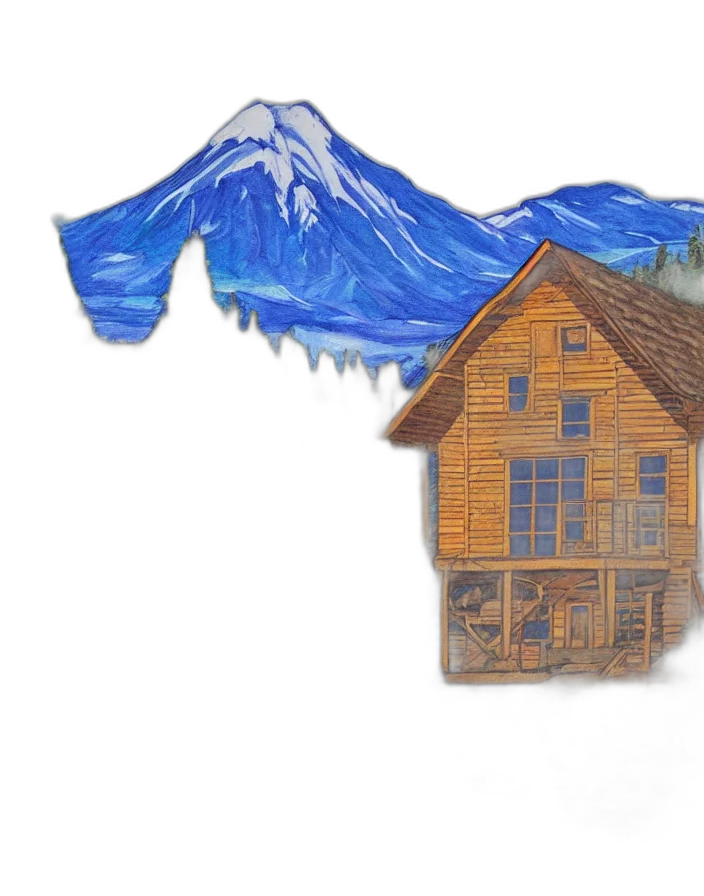 building, watercolor, concept art, photorealistic, 3d render, snow, forest, fog transparent PNG cut-out