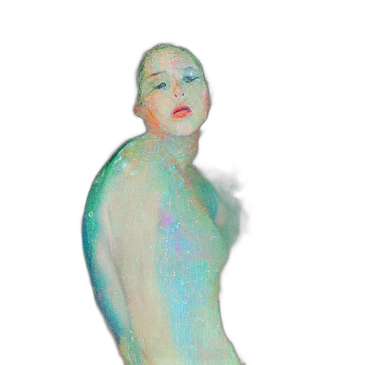 dress, creature, robot, face, vaporwave, 3d render, photorealistic, watercolor transparent PNG cut-out