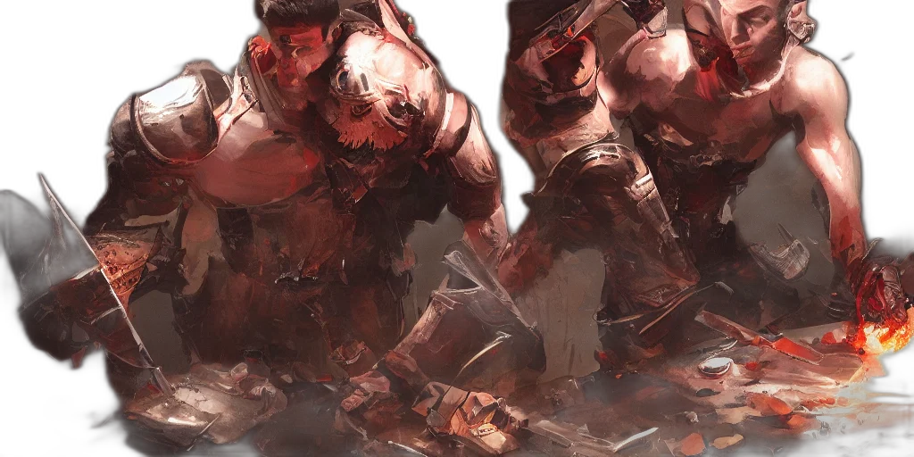 concept art, fantasy art, cyberpunk, comic book art, red, earth tones, dark, stab transparent PNG cut-out