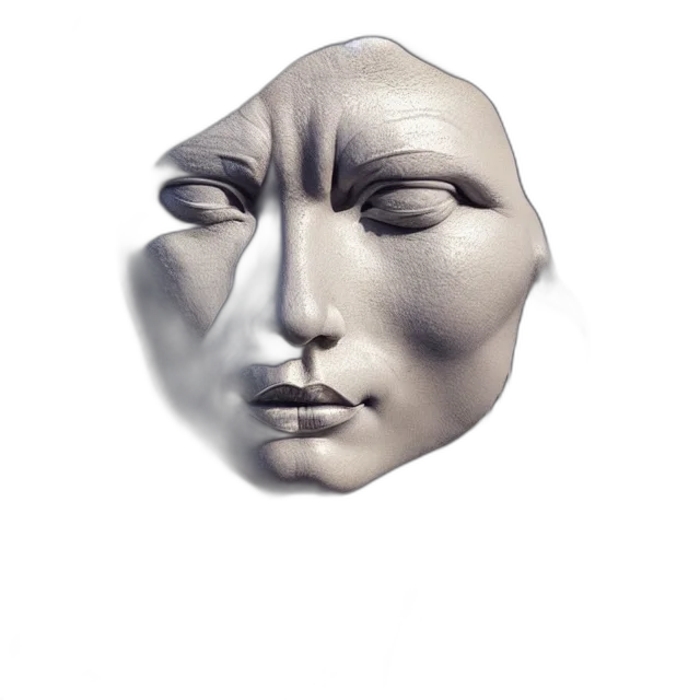 mask, face, jewelry, hat, 3d render, photorealistic, concept art, vaporwave transparent PNG cut-out