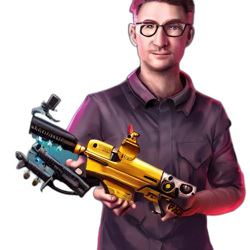 weapon, staff, robot, concept art, cartoon, 3d render, fantasy art, johnray transparent PNG cut-out