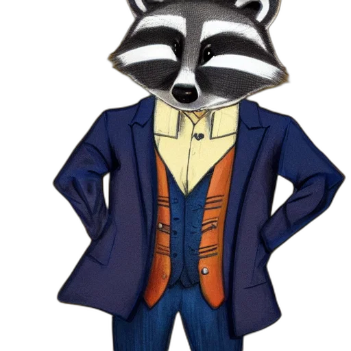 jacket, staff, animal, concept art, cartoon, 3d render, fantasy art, anthropomorphic transparent PNG cut-out