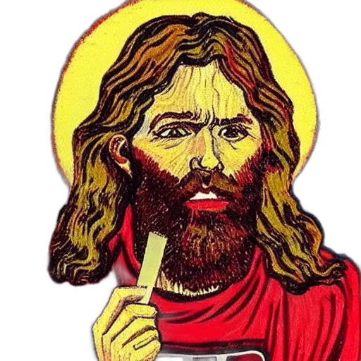 jesus, smoking, sticky, wearing transparent PNG cut-out