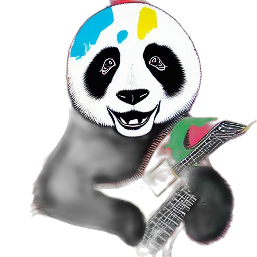 animal, vaporwave, photorealistic, cartoon, concept art, colorful, illustration, panda transparent PNG cut-out