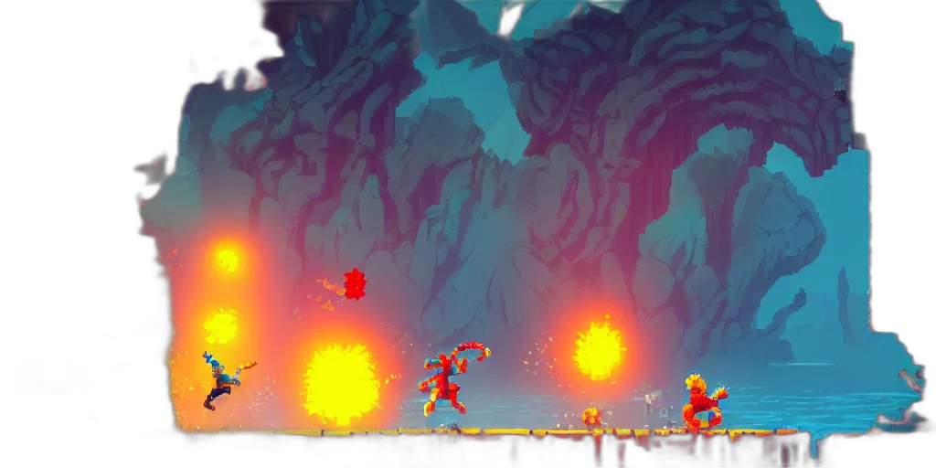 concept art, pixel art, comic book art, fire transparent PNG cut-out