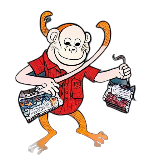 cartoon, awkward, monkey, fiddles transparent PNG cut-out