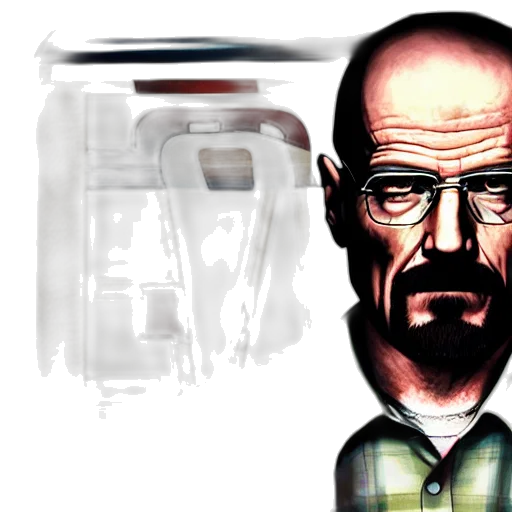 face, robot, concept art, comic book art, photorealistic, cartoon, walter, white transparent PNG cut-out