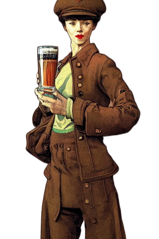 jacket, staff, bottle, hat transparent PNG cut-out