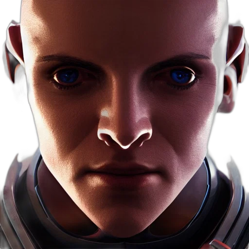 robot, face, concept art, cyberpunk, photorealistic, 3d render, outer space, portrait transparent PNG cut-out